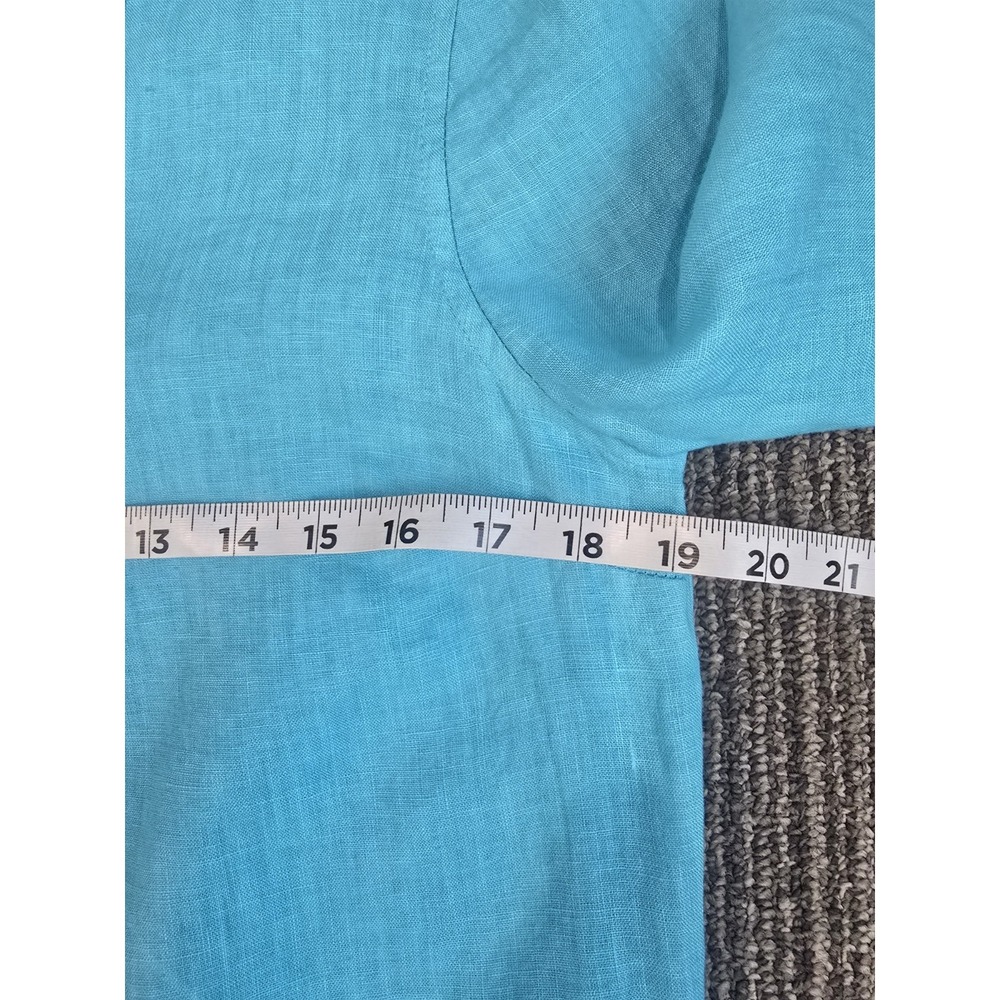 Harris Cotton Turquoise Midi Shift Linen Coastal Classic Resort Wear Dress Small - Picture 6 of 9
